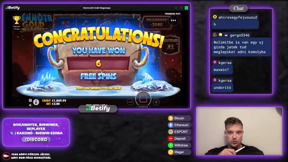Streamer aszabokristof on Betify Casino