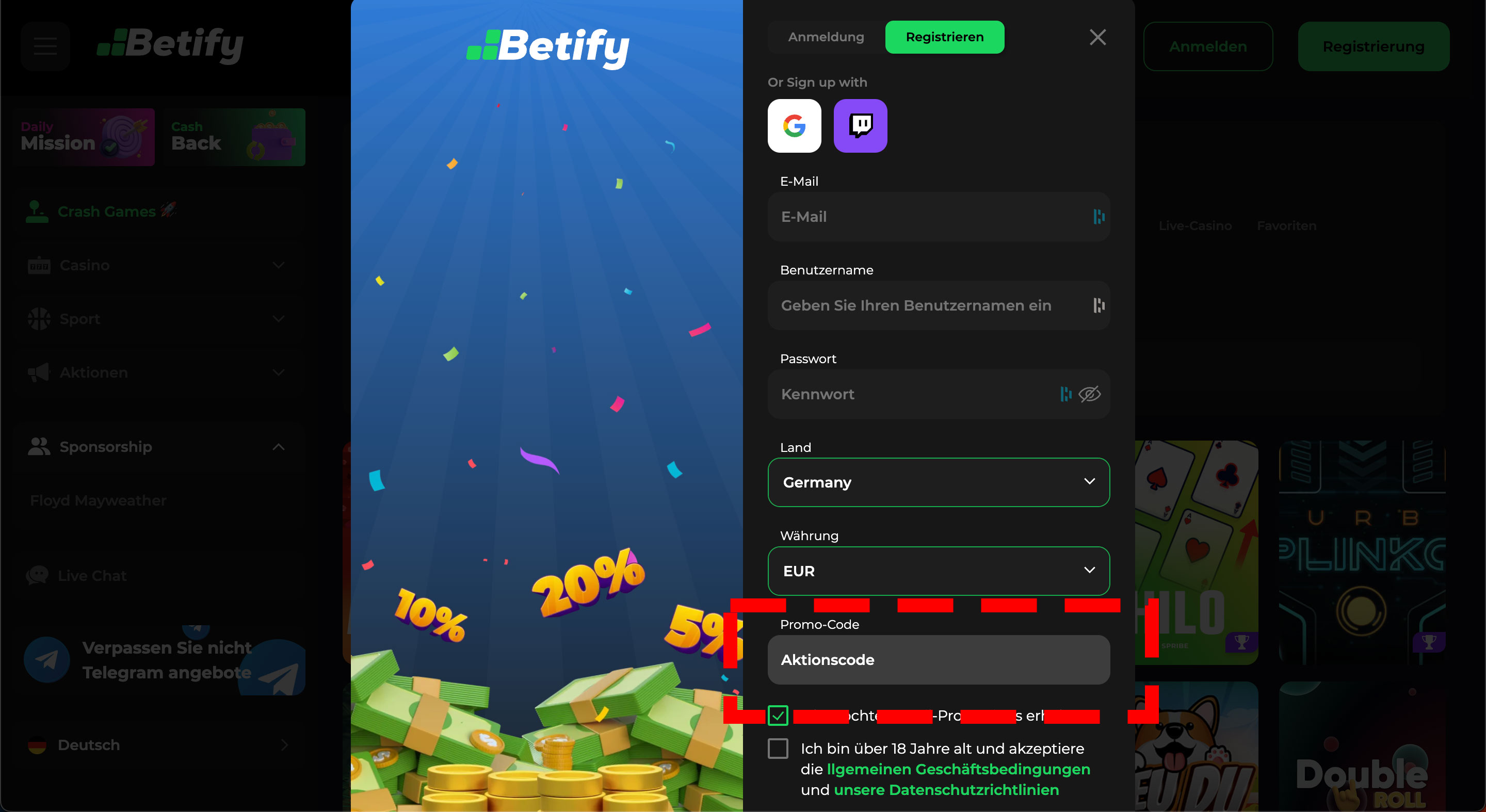 Betify Promo Code Anmeldung